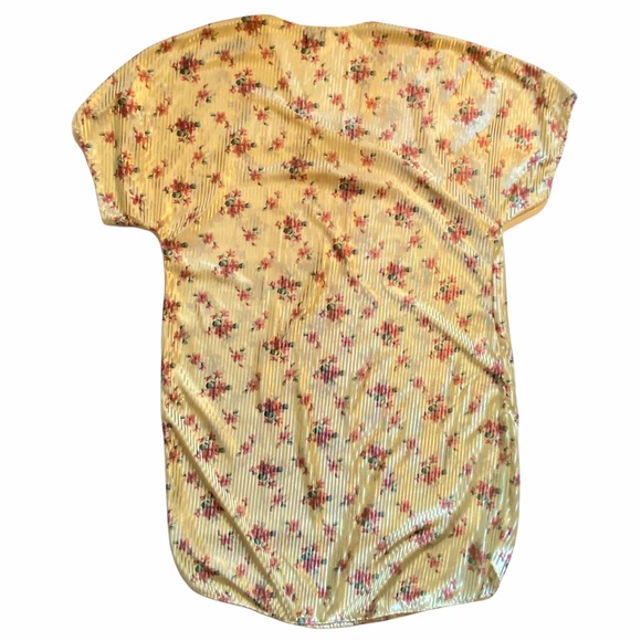 Nancy King Lingerie Yellow Pink Floral Silky Gown - Picture 6 of 9